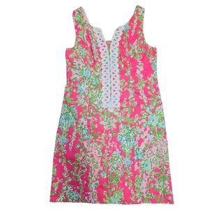 Lilly Pulitzer Cathy Flamingo Pink Southern Charm Lace Front Shift Dress size 0